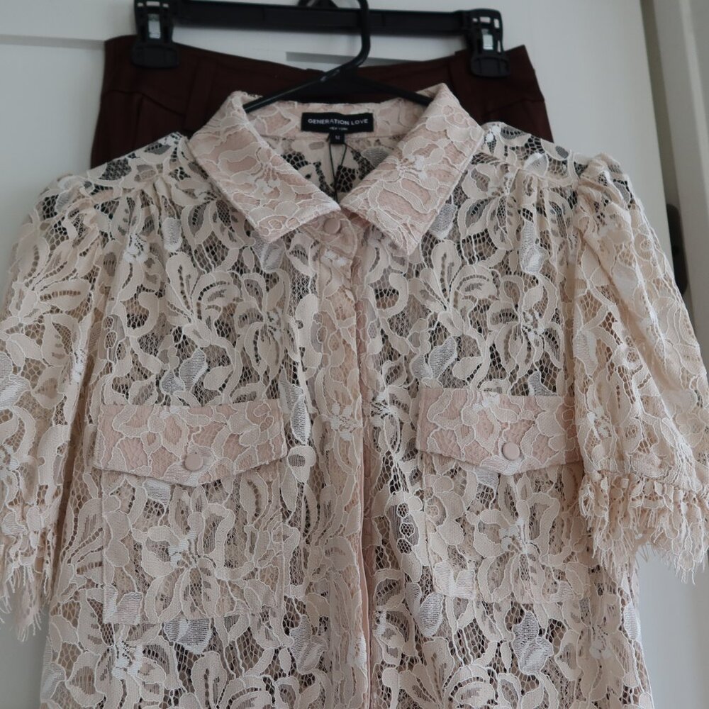 NWT Generation Love Mina Blouse in French Beige sz sM